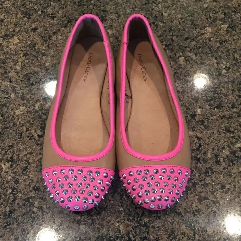 Faded Glory Pink and Tan Flats